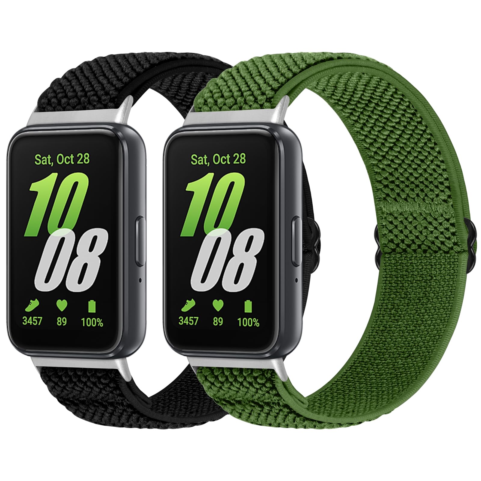 BTTNG Elastic Nylon Sport Bands Compatible with Samsung Galaxy Fit 3 Women Men, Adjustable Stretchy Comfortable Nylon Straps Bracelet Replacement Solo Loop Wristbands (2 Pack)