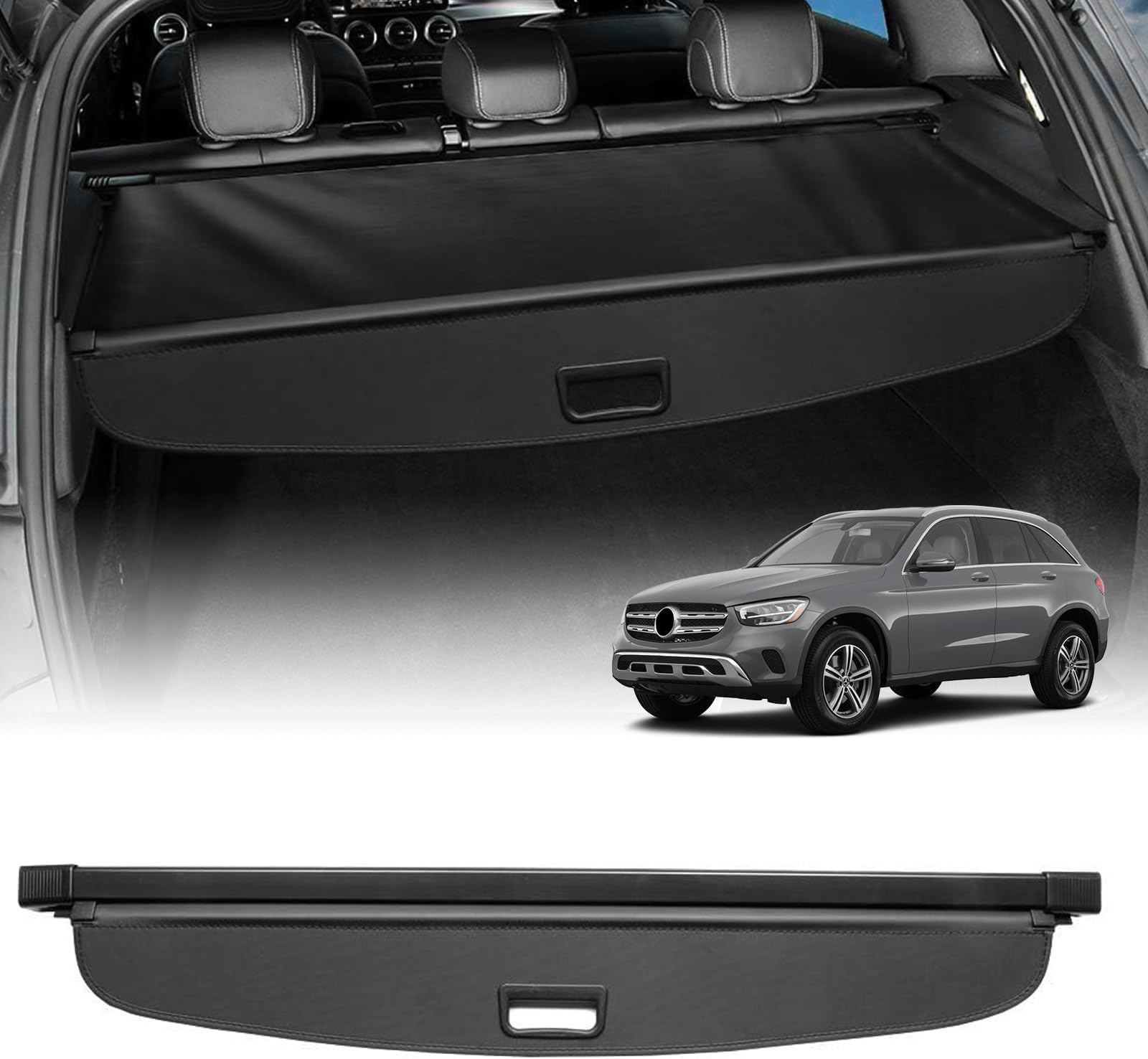 Cargo Cover for 2016-2021 2022 Mercedes-Benz GLC GLC250 GLC300 GLC350 GLC43 AMG Accessories Trunk Cover Retractable Trunk Shielding Shade Cargo Luggage Cover Black (Not Fit GLC Coupe Series)