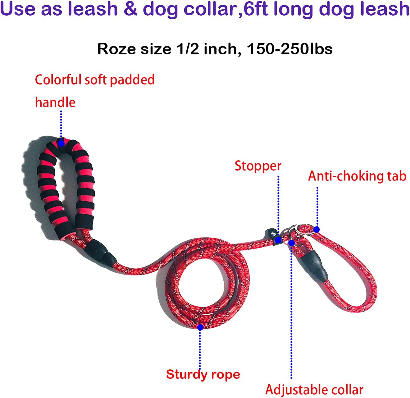 Photo inspiration: Dogs Choking On Ribbon Leashes Reference: 6Ft Slip Lead Dog Leash Anti Choking Reflective Long Dog