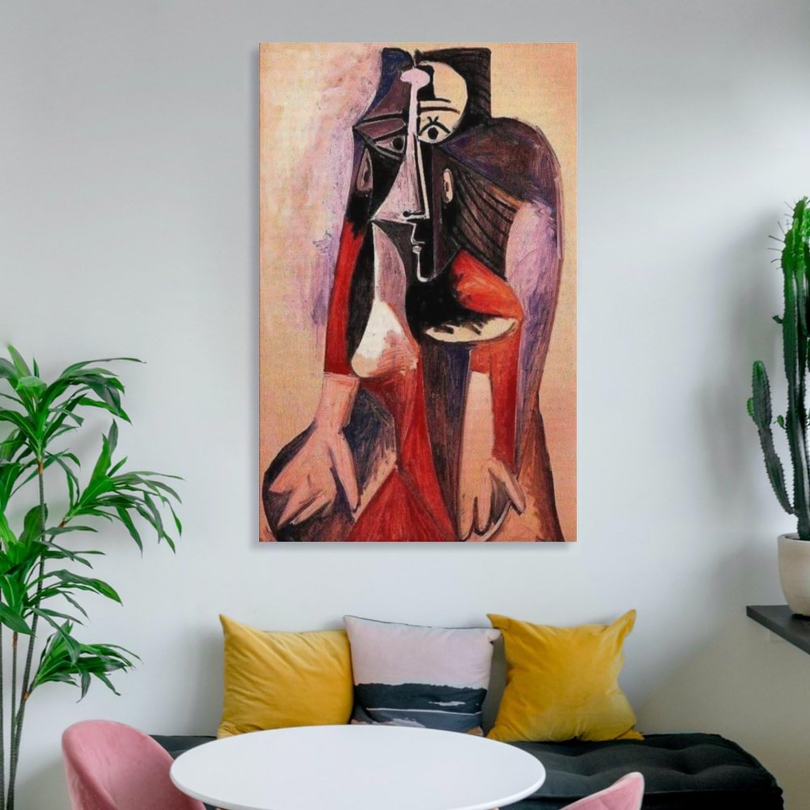 パブロ　ピカソ　座るジャクリーヌの肖像　絵画　アート パブロ・ピカソ 「手を組み合わせるジャクリーヌの肖像