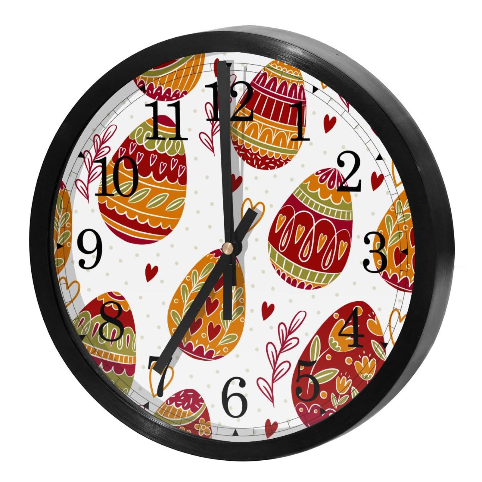 Horloge murale à quartz sans tic-tac silencieuse avec motif de Pâques