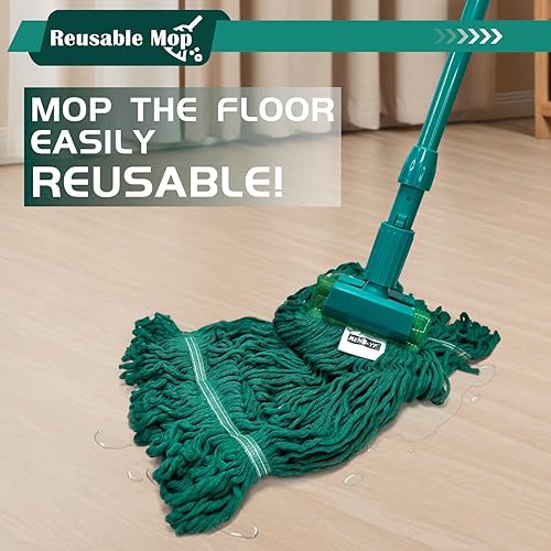 Miniatura 20 de Cabezal de trapeador de limpieza industrial húmedo de alta resistencia, repuesto de cabezal de trapeador de algodón perfecto, lavable de algodón