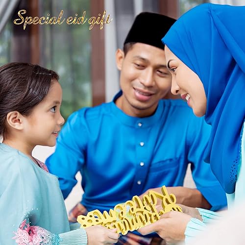 Miniatura 5 de 2 piezas de decoración de Eid Adha Ramadán para el hogar, letrero de madera de Eid Adha Mubarak, letrero de Ramadán Kareem, decoración islámica para