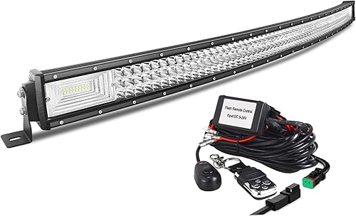 Miniatura 11 de AUXTINGS 42 inch Curved LED Light Bar with Remote Controller Wiring Harness,540W Triple Row Spot Flood Beam,Strobe Flash Work Light Driving