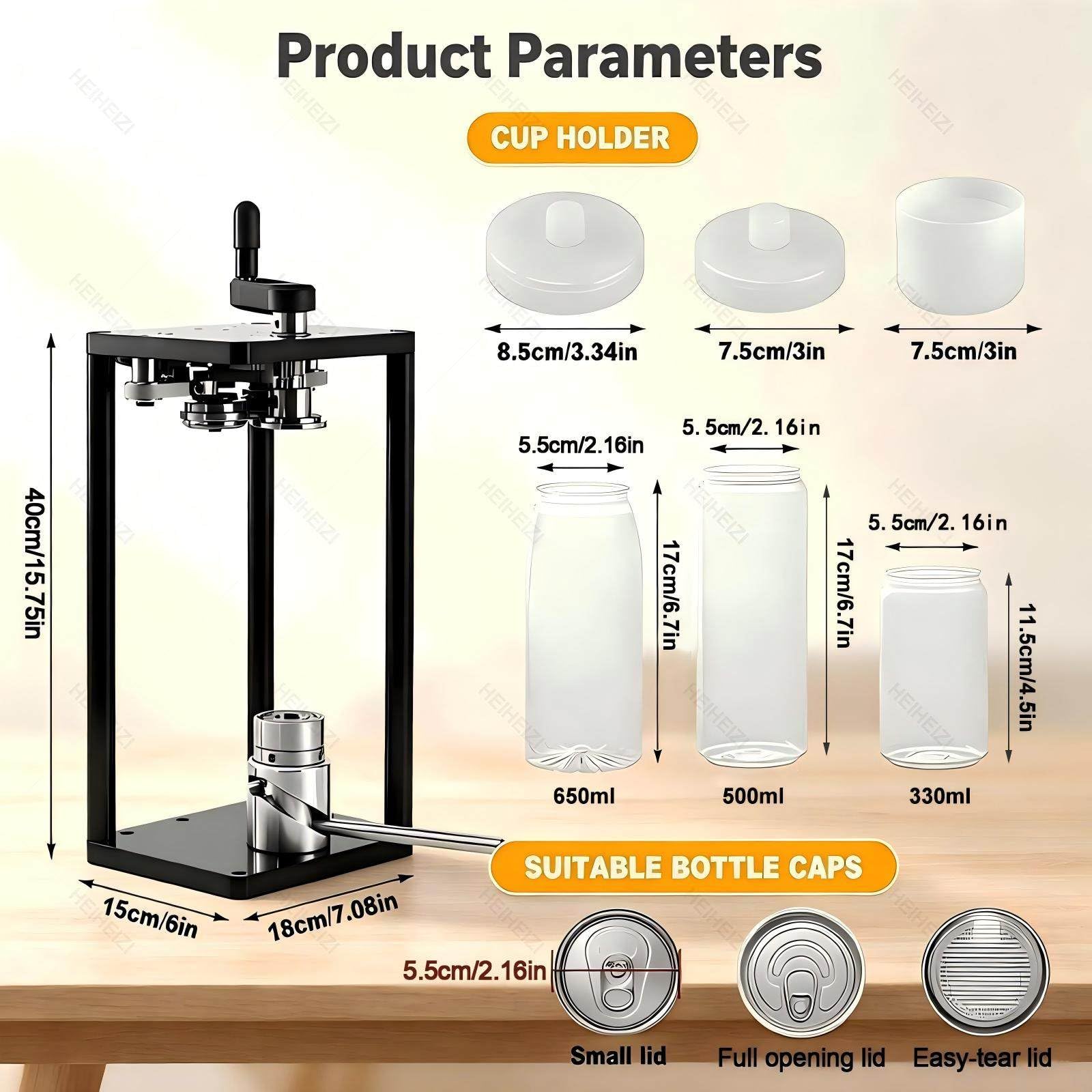 Máquina de Sellar Latas a Mano con Base de Fijación – Acero Inoxidable, Diámetro 55mm, Altura Ajustable 115-170mm, Cierre para Latas de Refresco, Botes de Hojalata y Frascos – 10 Piezas/min