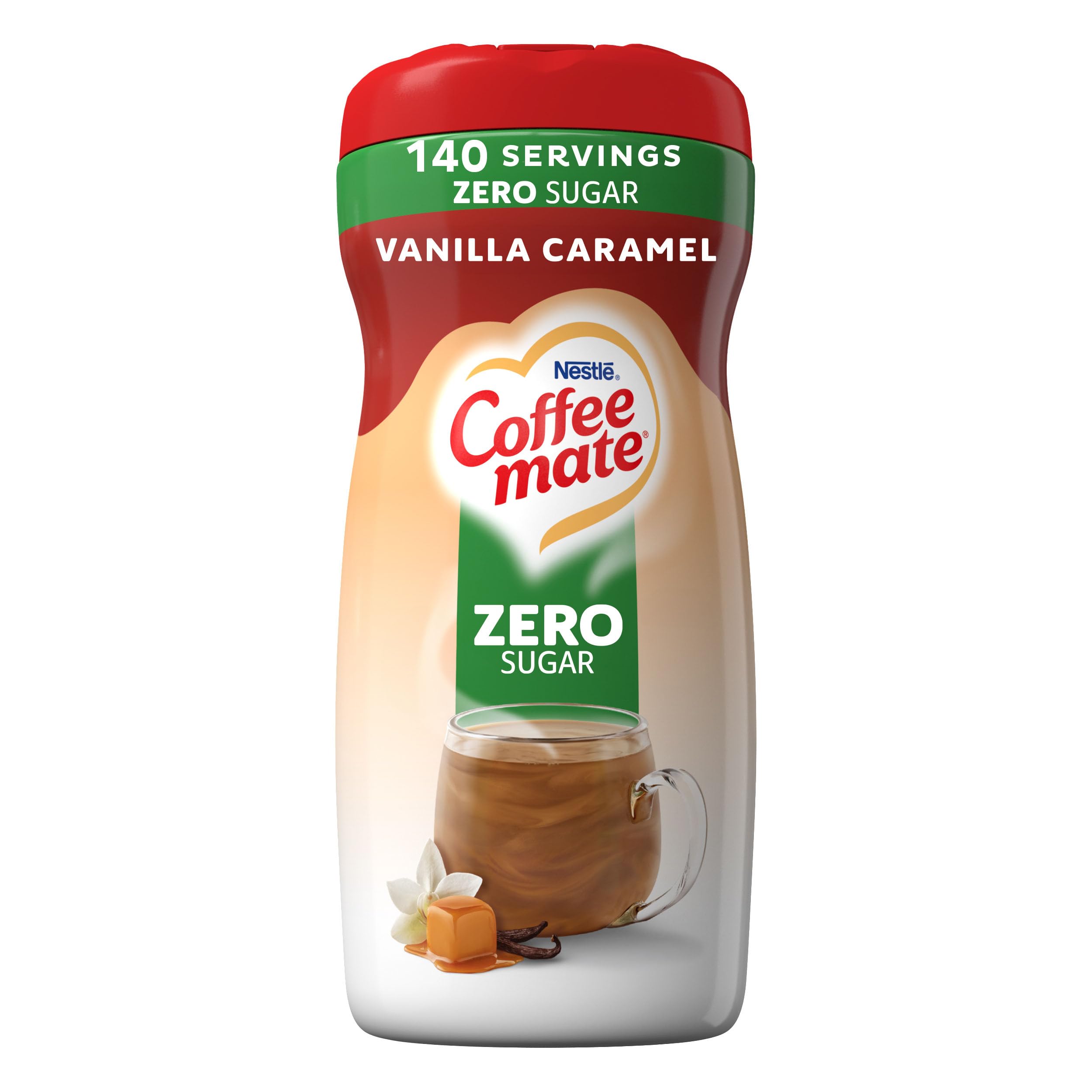 Coffee-mate Vanilla Caramel, Zero Sugar Powdered Coffee Creamer, 10.2 Ounce (Pack of 6)