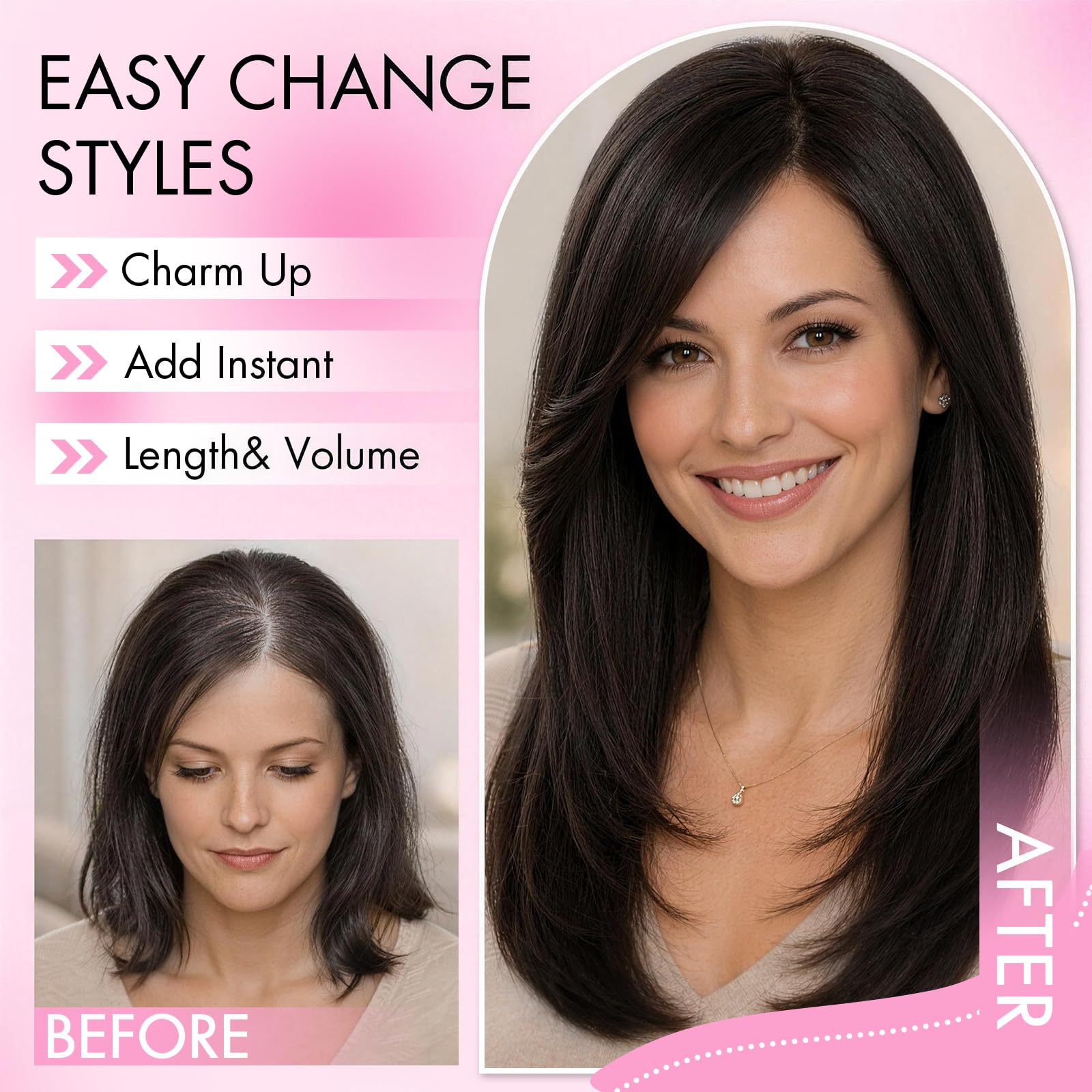 Isaic Synthetic Clip-In Hair Topper with Adjustable Band