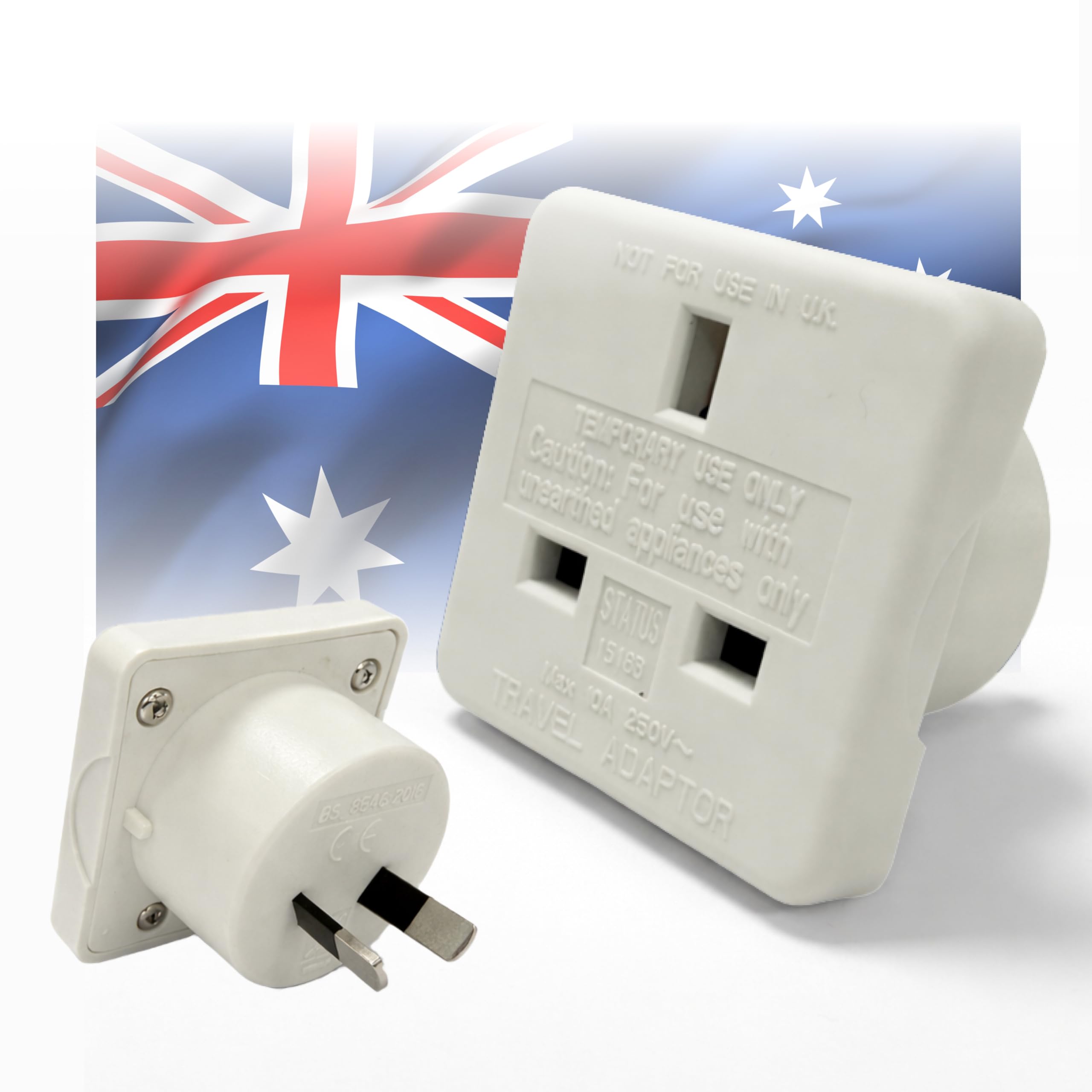 STATUS Australian Travel Adaptor Plug, Single Socket Power Adapter for UK Devices in Australia & New Zealand, Compact Travel Converter, White (SAUSTAB112)