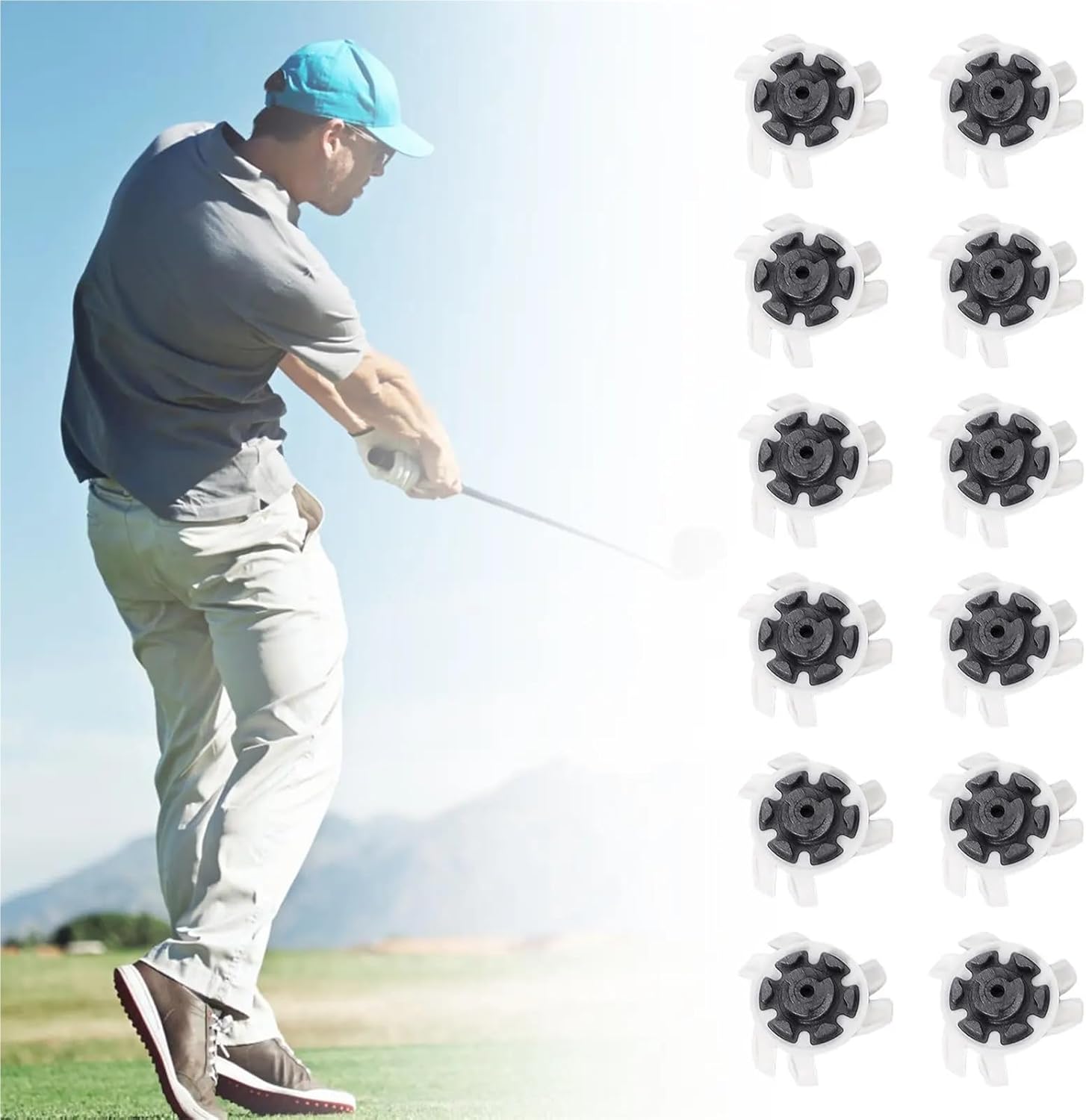 Golf Shoe Spikes 40pcs Anti-Slip Golf Shoe Spikes - Quick Twist Cleats(Blue)