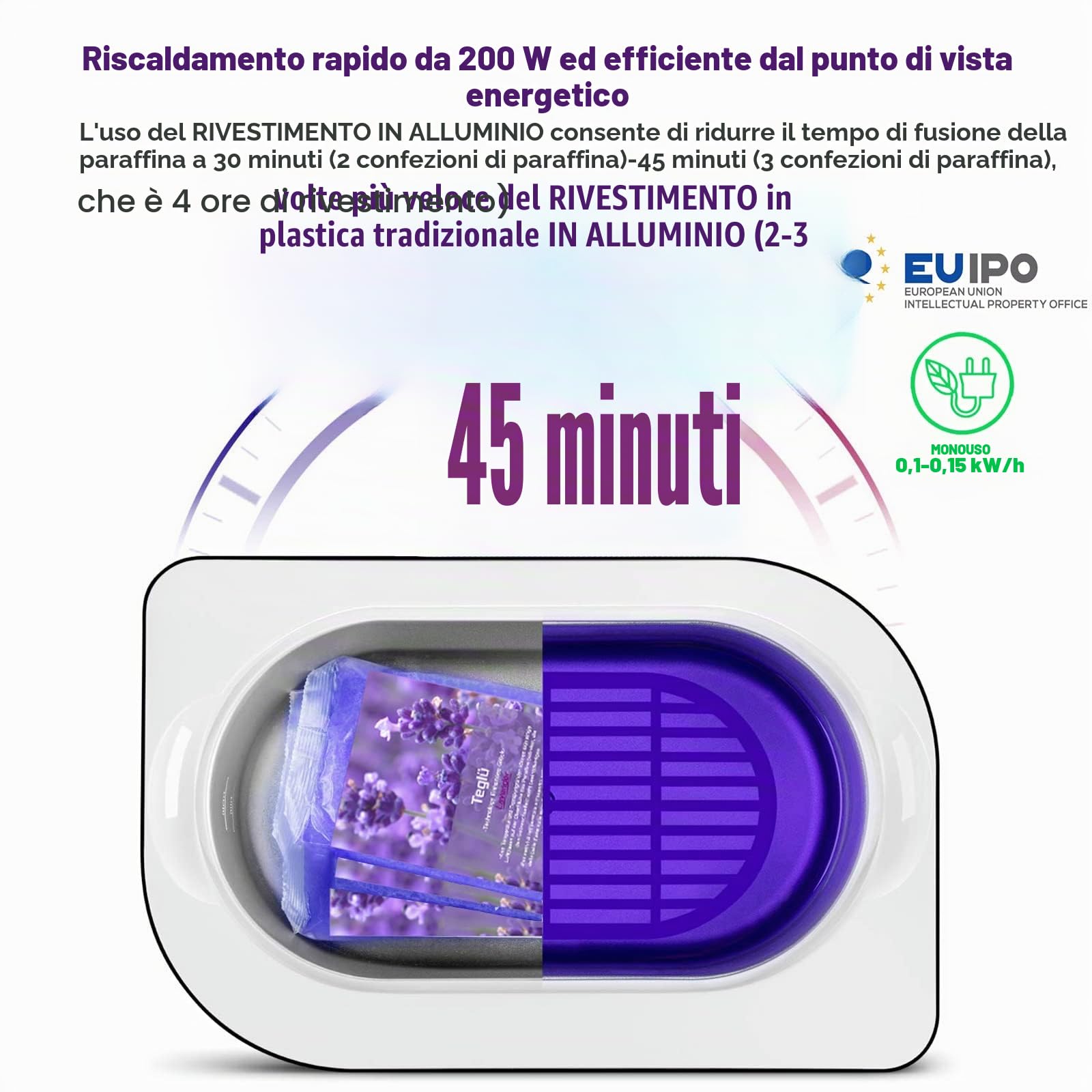 Bagno di Paraffina per Mani e Piedi 4L, Scalda Paraffina Cera 3 x 450g Paraffina/Guanti/Spazzola, 200W, Nero