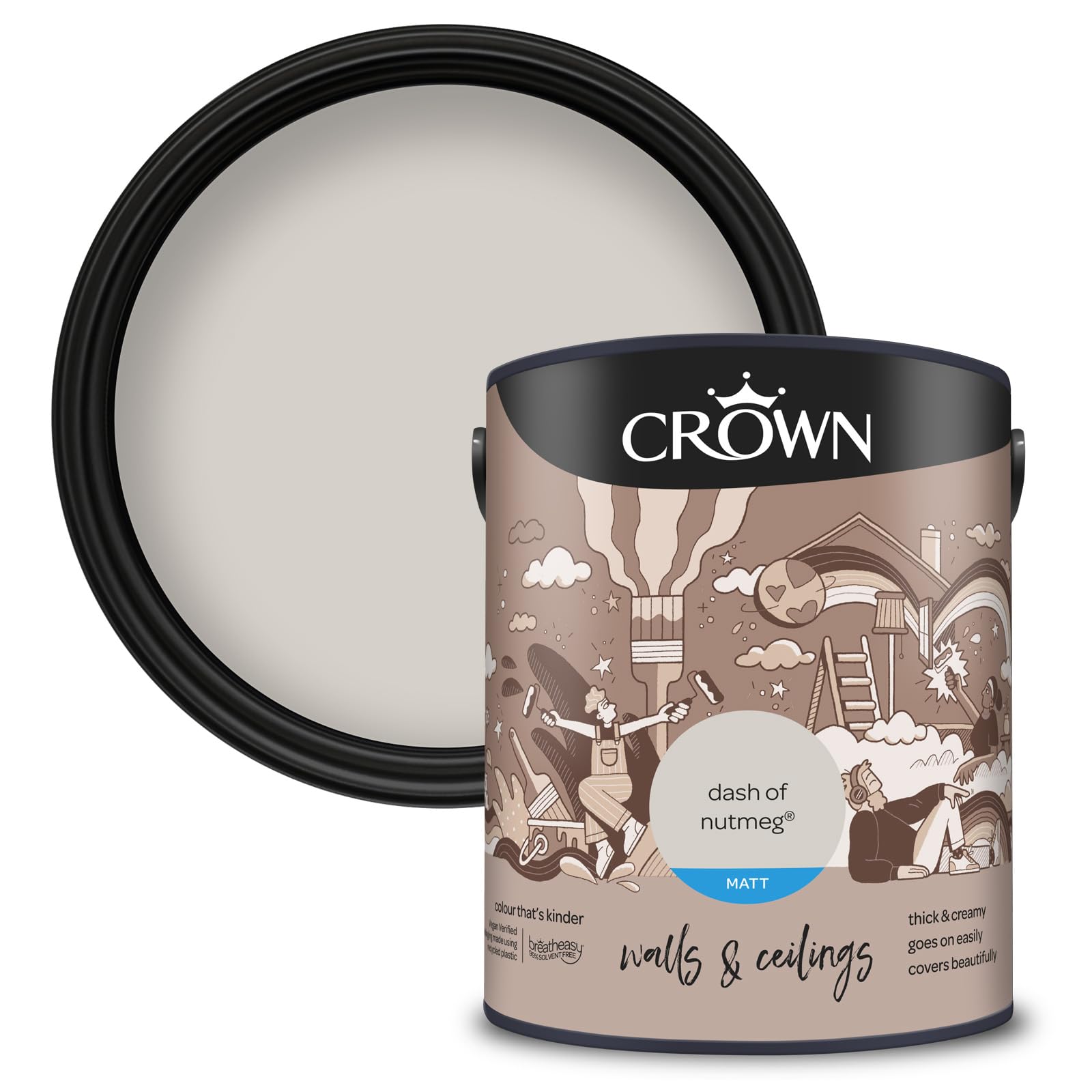 Crown Paints Crown Walls And Ceilings Dash Of Nutmeg Matt Emulsion Paint 5L