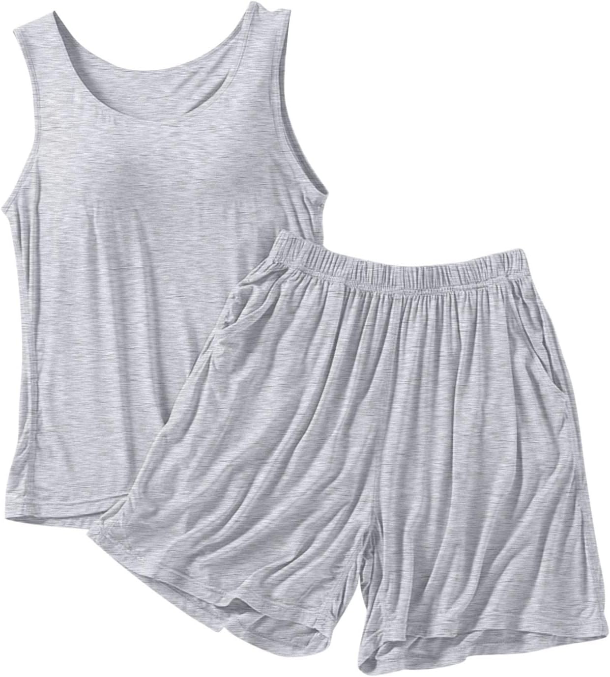 Modal Cotton Pajama Set for Women Solid Soft Sleepwear Sleeveless Tank Top with Soft Shorts Pjs 2 Piece Lounge Outfits