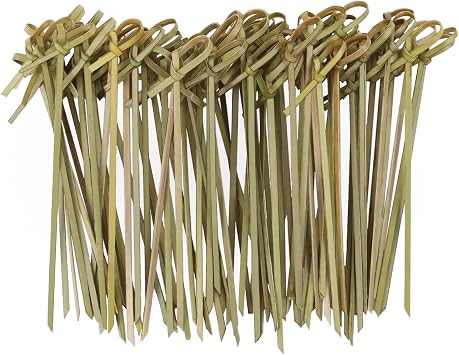 100 Pcs Cocktail Picks 4.7 Inch Bamboo Skewers for Appetizers, Natural Bamboo Knot Skewers for Party Drinks Food Fruit Charcuterie Boards Accessories