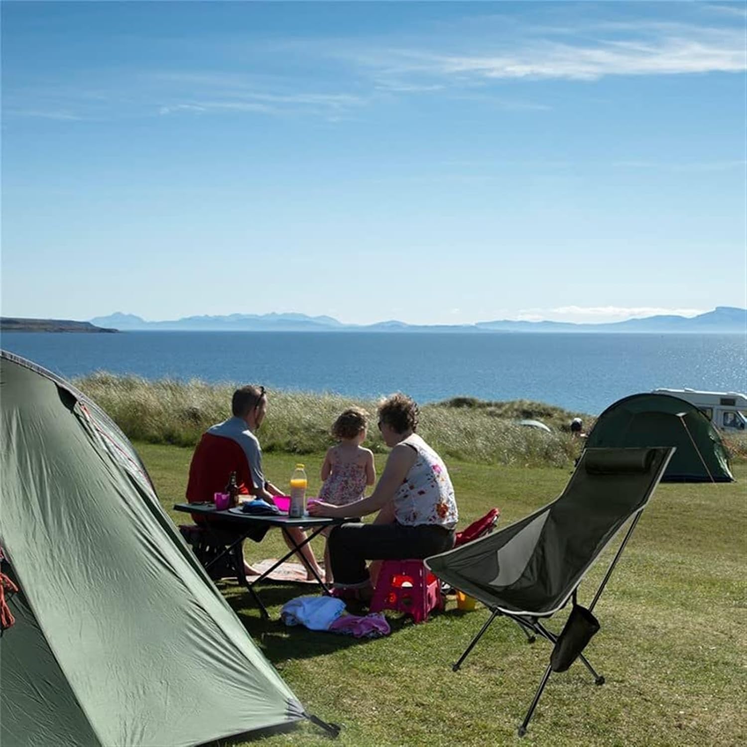 Folding Camping Folding Chair Outdoor Fishing Chair with Cup Holder,Lumbar Support Portable Folding Chairs Chairs Foldable(C)