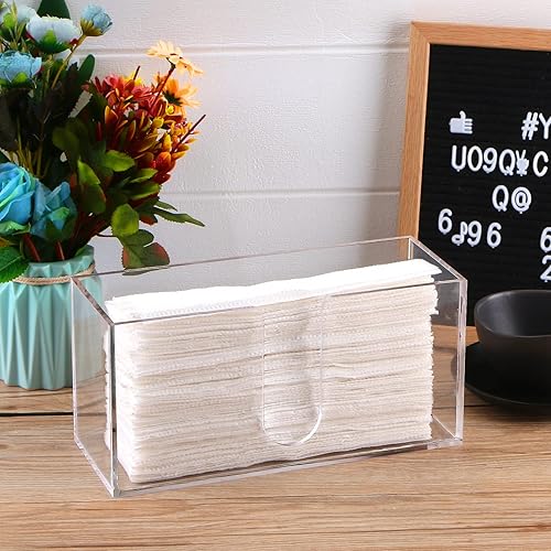 Miniatura 5 de Paquete de 2 dispensadores de toallas de papel acrílico para encimera, dispensador de toallas de papel plegado, soporte triple transparente para