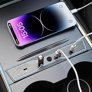 USB Hub for Model 3/Y (2021-2023) Car USB Charger Multi Port Center Console USB Hub Docking Station/Center Console Adapter Accessories 100% Fit,4-in-1, with LED