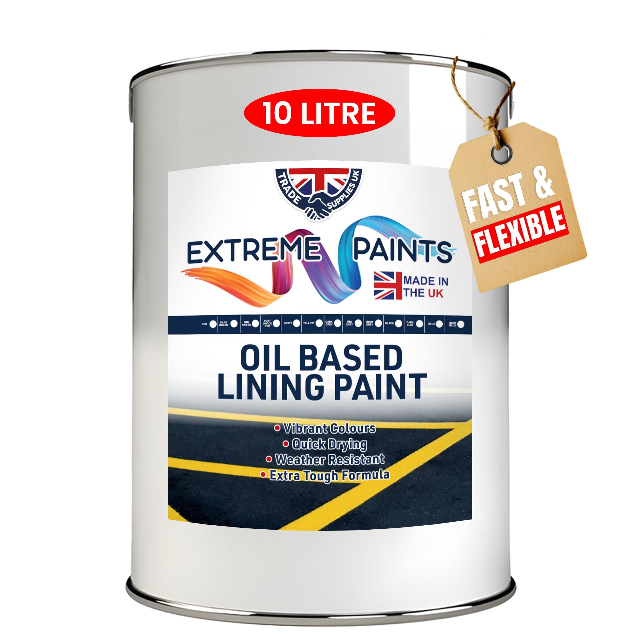 TRADE SUPPLIES UK - Extreme Oil Based Lining Paint – Durable Traffic & Floor Marking for Car Parks, Roads, Warehouses & Sports Grounds - Oil & Abrasion Resistant - DARK GREY 10