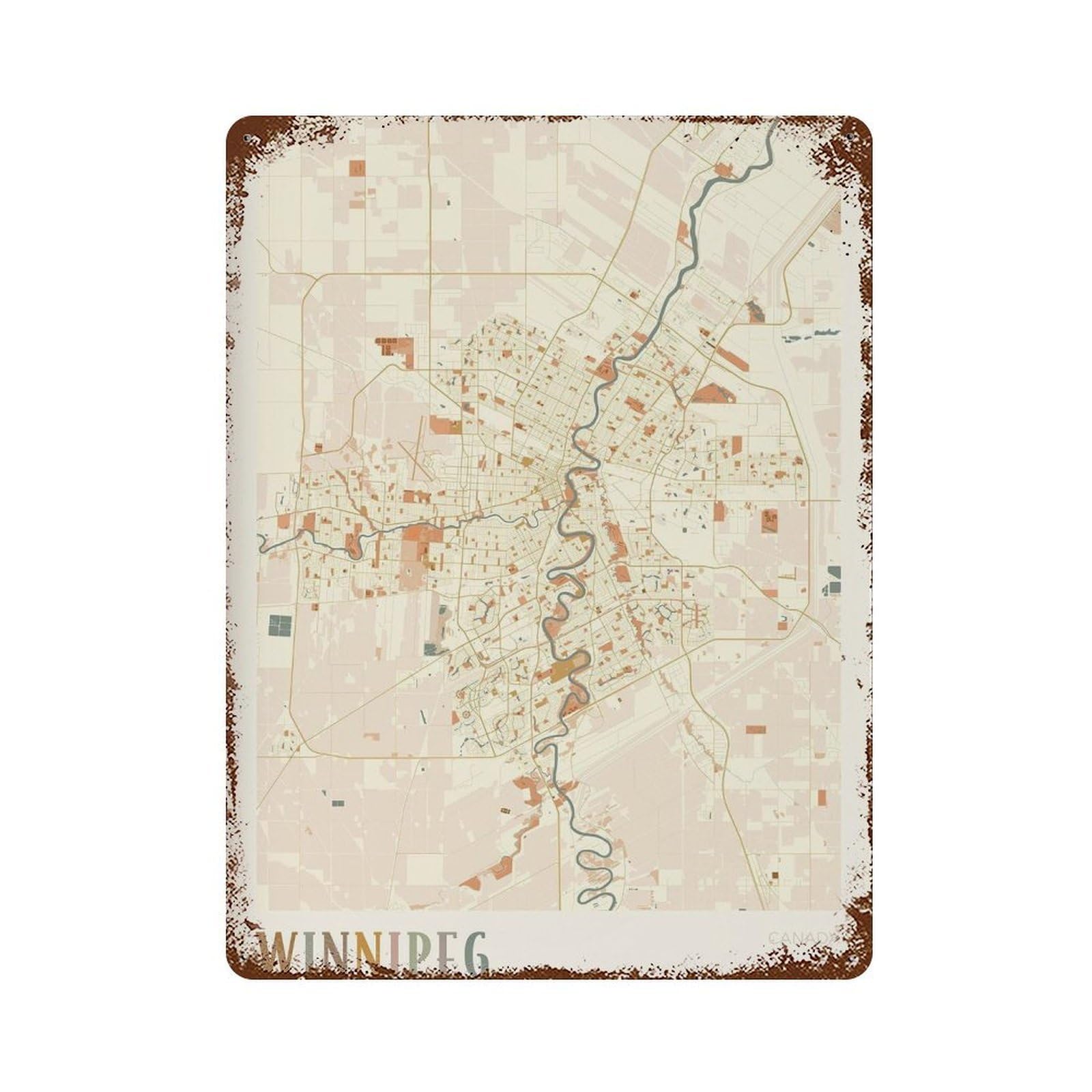 xiaoxiaoshen Winnipeg Manitoba Map of Travel Canada Boho Wall Decor Art Metal Tin Poster Modern Home Decor Art Home Bar Shop Decorations Vintage Sign 40x30cm