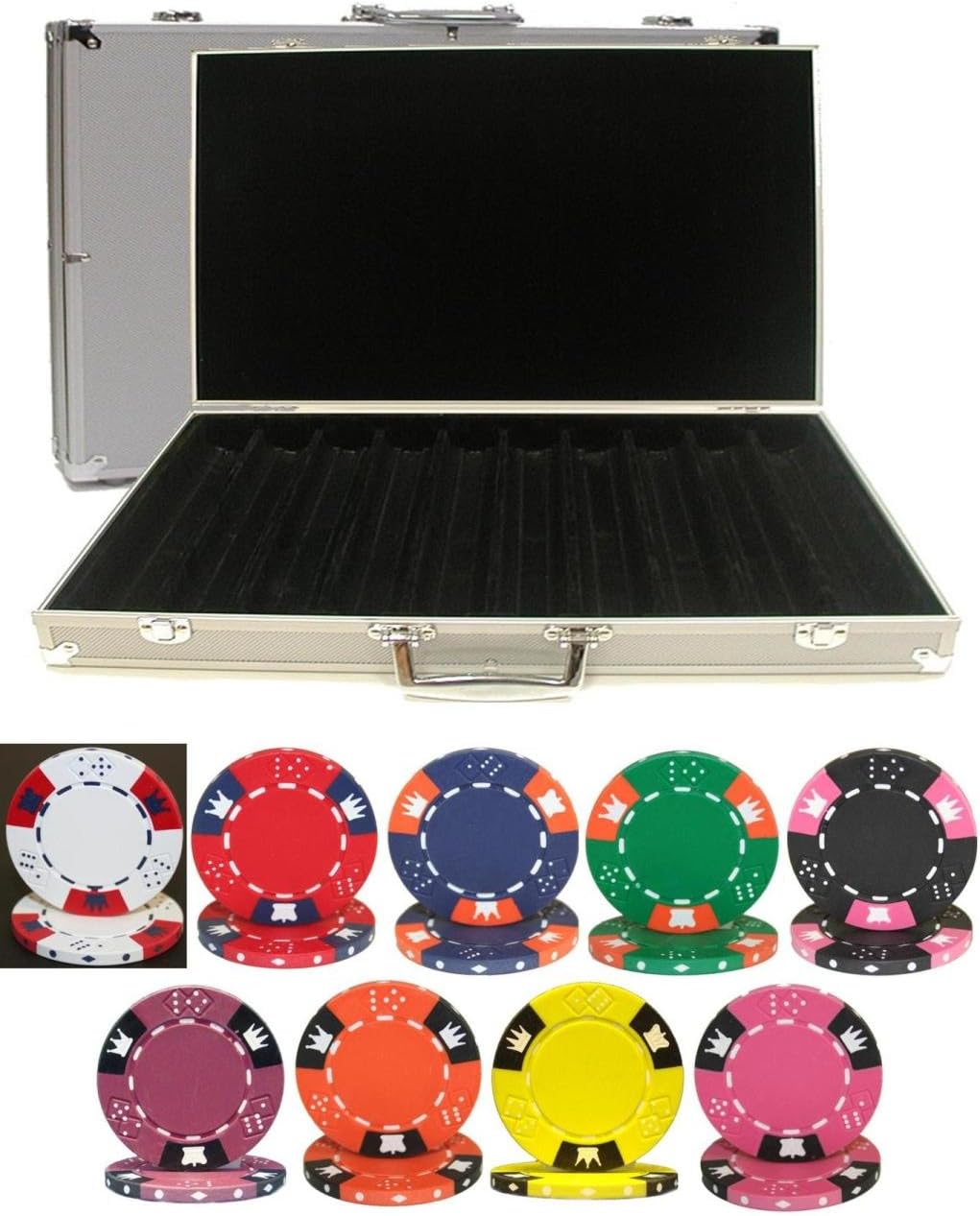 Crown & Dice 1000 Fichas de Poker 14gm con Estuche de Aluminio