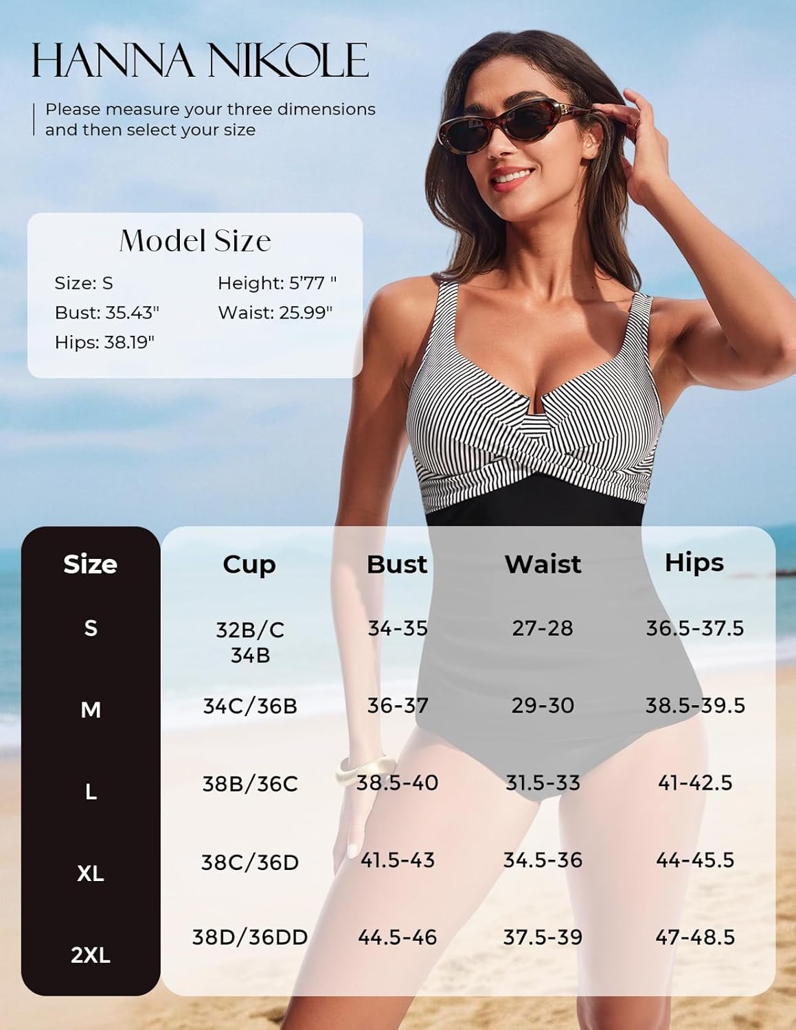 Hanna Nikole Tankini Tops for Women, Push Up Underwire Swimsuits, Removable Padded Bathing Suit Tops Only
