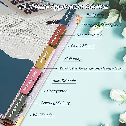Miniatura 4 de Vetoo Agenda de boda de 9 x 11 pulgadas, organizador de tapa dura, regalos de compromiso para parejas, regalos de novia para ser, calcomanías de