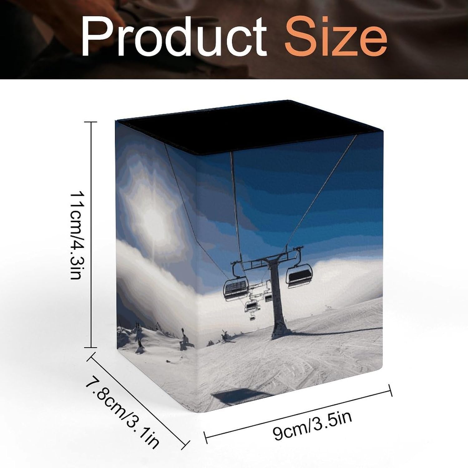 Square Pen Holder Ski Lift Desk Organizer Pencil Cup image 2