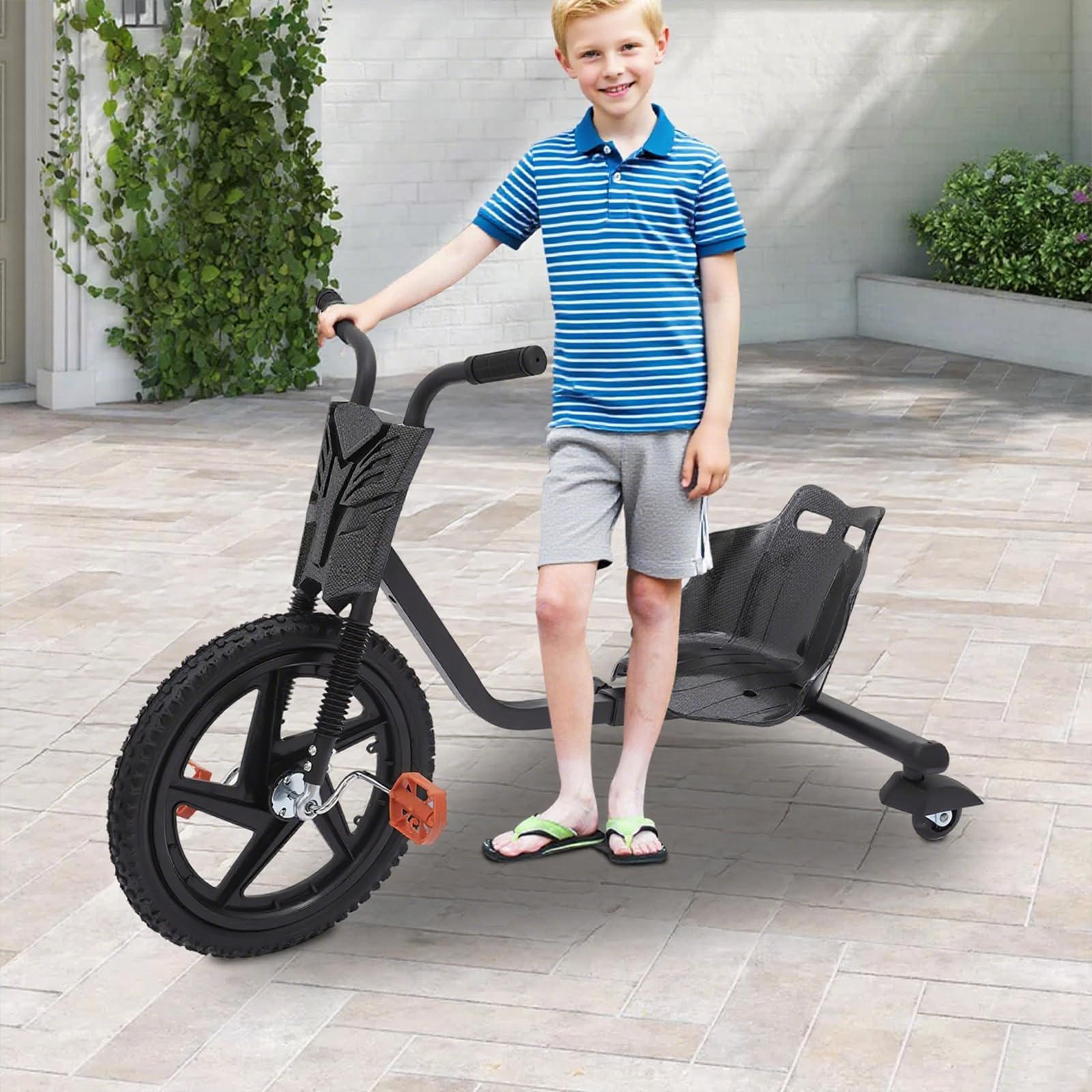 Drift Scooter, Monopattino per bambini con pedali, Drift Trike, portata 80 kg, ruota posteriore con luci, monopattino per bambini dai 6 anni in su
