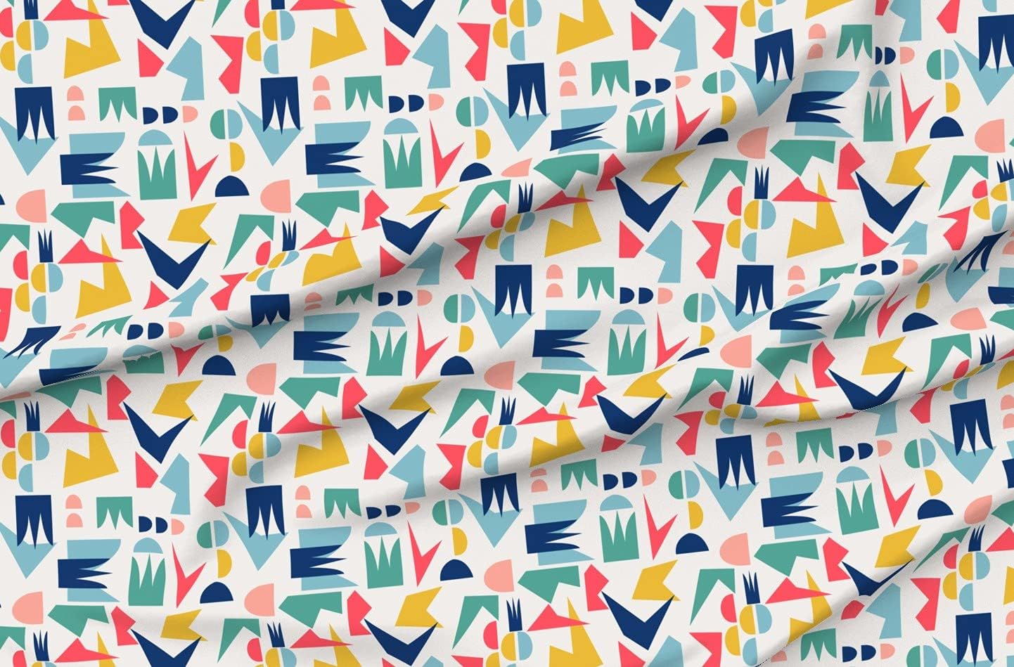 Spoonflower Fabric - Abstract Shapes Geometric Pattern Colorful Retro Modern Printed on Petal Signature Cotton Fabric Fat Quarter - Sewing Quilting Apparel Crafts Decor