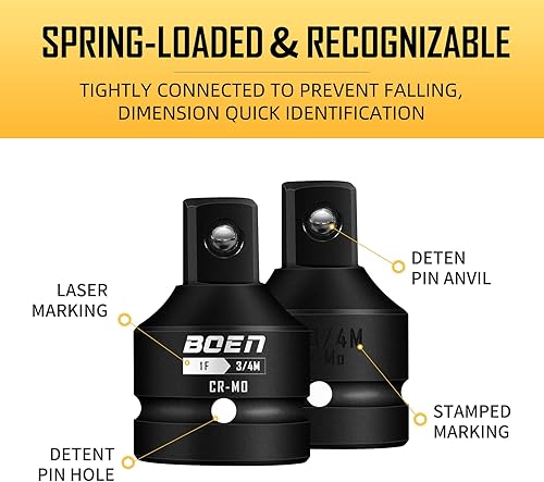Miniatura 25 de BOEN Adaptador de enchufe de impacto de 3/4 "F a 1" M, acero Cr-Mo, juego de adaptadores de enchufe para conversiones de controlador de impacto