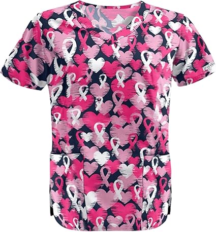 OIOLOYJM Printed Scrub Tops Women V Neck Short Sleeve Plus Size Scrubs for Womens Nursing Uniforms Shirts with Pockets