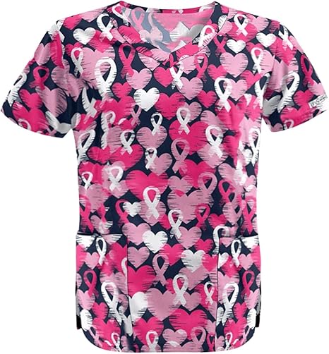 OIOLOYJM Printed Scrub Tops Women V Neck Short Sleeve Plus Size Scrubs for Womens Nursing Uniforms Shirts with Pockets