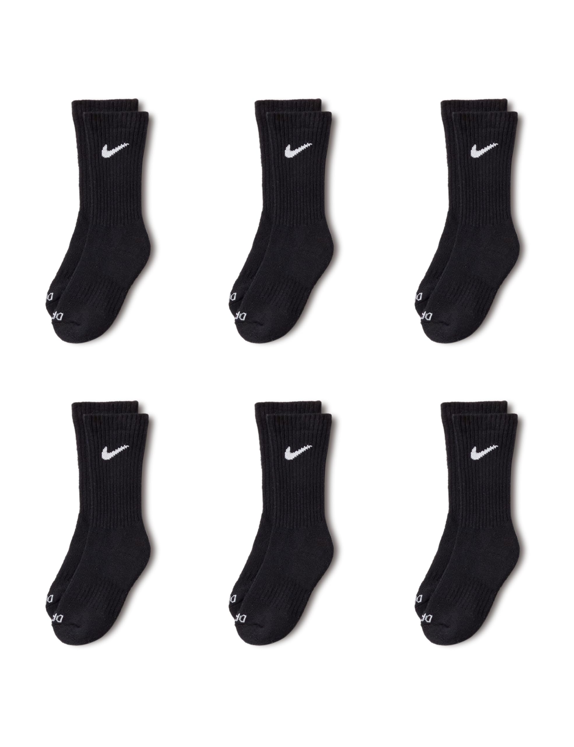 NIKE Kids Dri-Fit Performance Basic Crew (Toddler/Little Kid) Black 4-5 (7-10 Toddler), White/Black, S