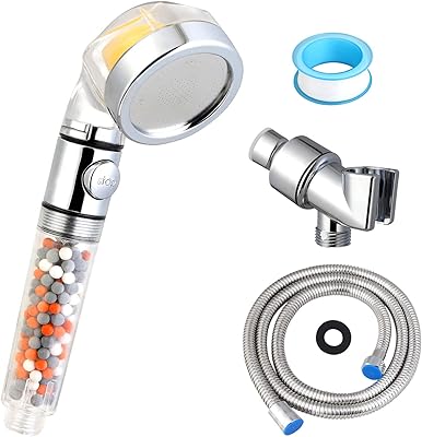 Gyrategirl Vitamin C Filter Shower Head Set, Universal Filtered Shower Head System with 60 Inch Shower Hose & Bracket, Hard Water Softener & High Pressure Handheld Showerheads for Dry Skin, Hair Loss
