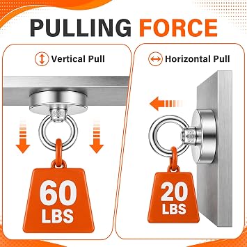 FINDMAG 10 Pack 60LB Magnetic Hooks for Cruise Cabins, Magnetic Hooks | 0.98 in Heavy Duty Magnet, Rare Earth Magnets, for Workplace, Kitchen, Office and Garage