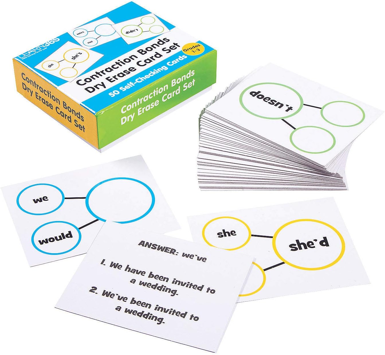 Fun Express Contraction Bonds Dry Erase Card Set 51