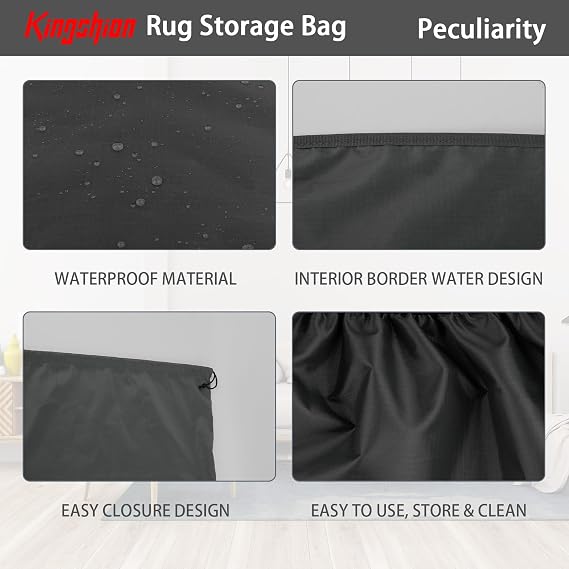 90 In Rug Storage Bag, Heavy Duty Waterproof & Dustproof Storage Bag, Large Polyester Drawstring Rug Storage Bag, Compatible with Rugs up to 6 x 9 Ft, Protection for Rolled Rug 20 x 90.5 In
