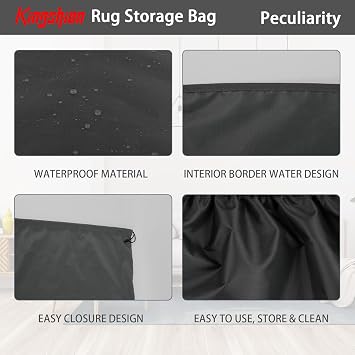 90 In Rug Storage Bag, Heavy Duty Waterproof & Dustproof Storage Bag, Large Polyester Drawstring Rug Storage Bag, Compatible with Rugs up to 6 x 9 Ft, Protection for Rolled Rug 20 x 90.5 In