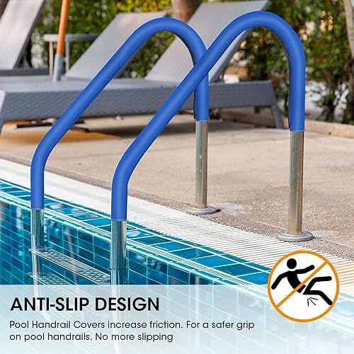 Miniatura 5 de Funda para pasamanos de piscina, 4 pies, cubiertas para barandillas de mano de piscina con cremallera, antideslizante, antideslizante, asas de
