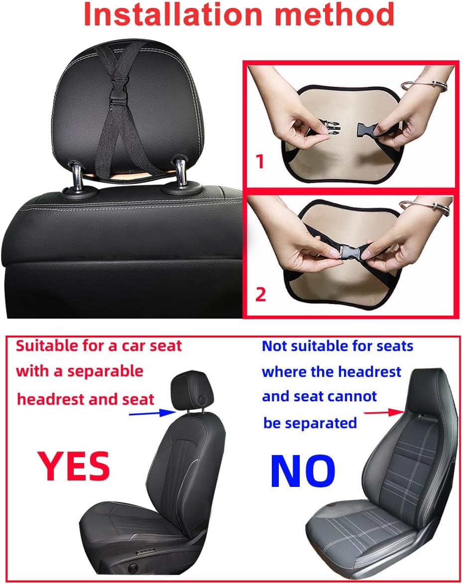 Osilly Car Headrest Cover, Soft Breathable Vehicle Seat Head Rest Protector, Flexible Automotive Interior Front Seat Head Rest Protection Wrap Accessories, Universal for Van, SUV, Truck (Black)