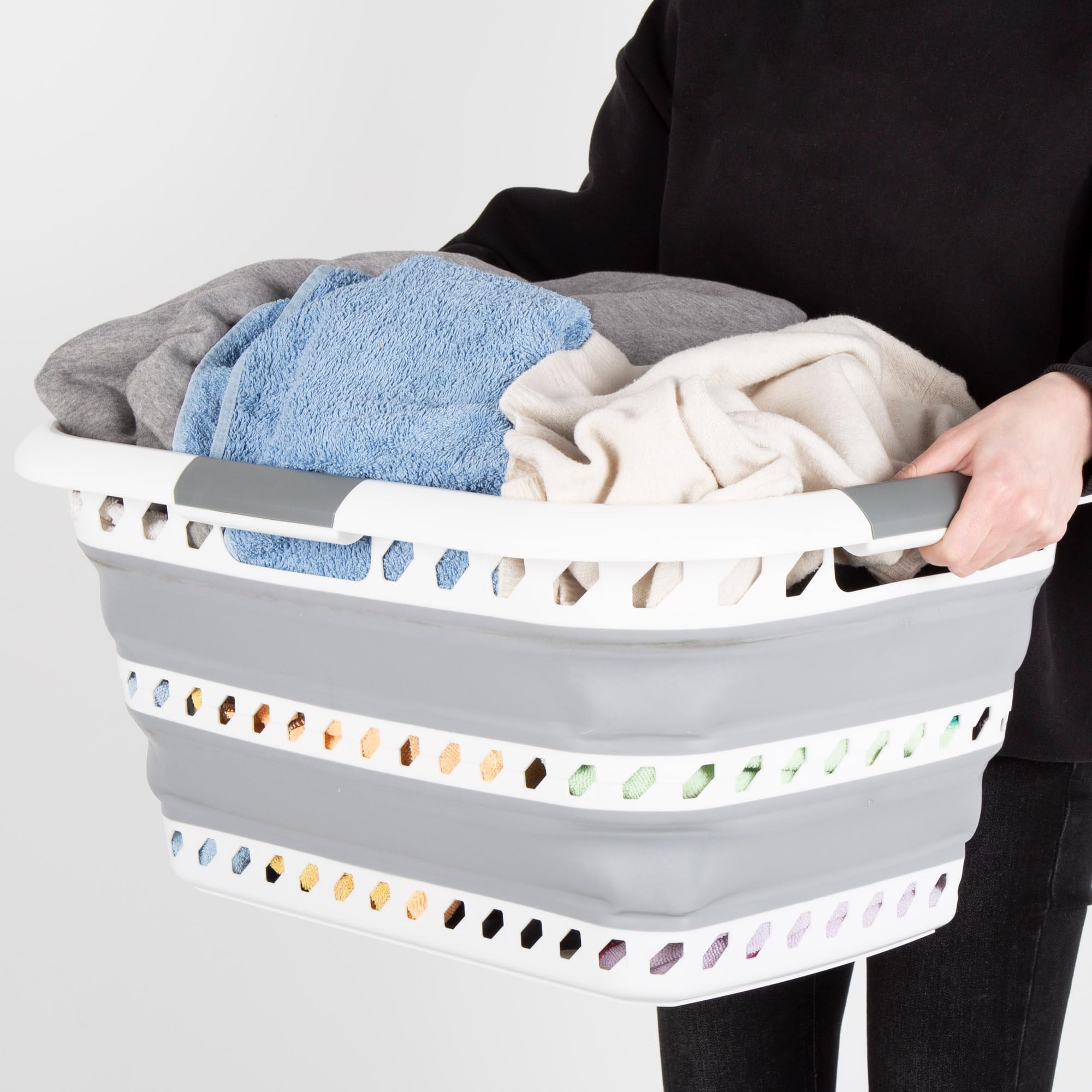 AKTIVE Cesto portabiancheria pieghevole 40 litri, Forma rettangolare, 61x43x28 cm, Pieghevole, Senza BPA, Contenitore portatile, Cesto portabiancheria pieghevole, Per casa, campeggio e picnic (63113)