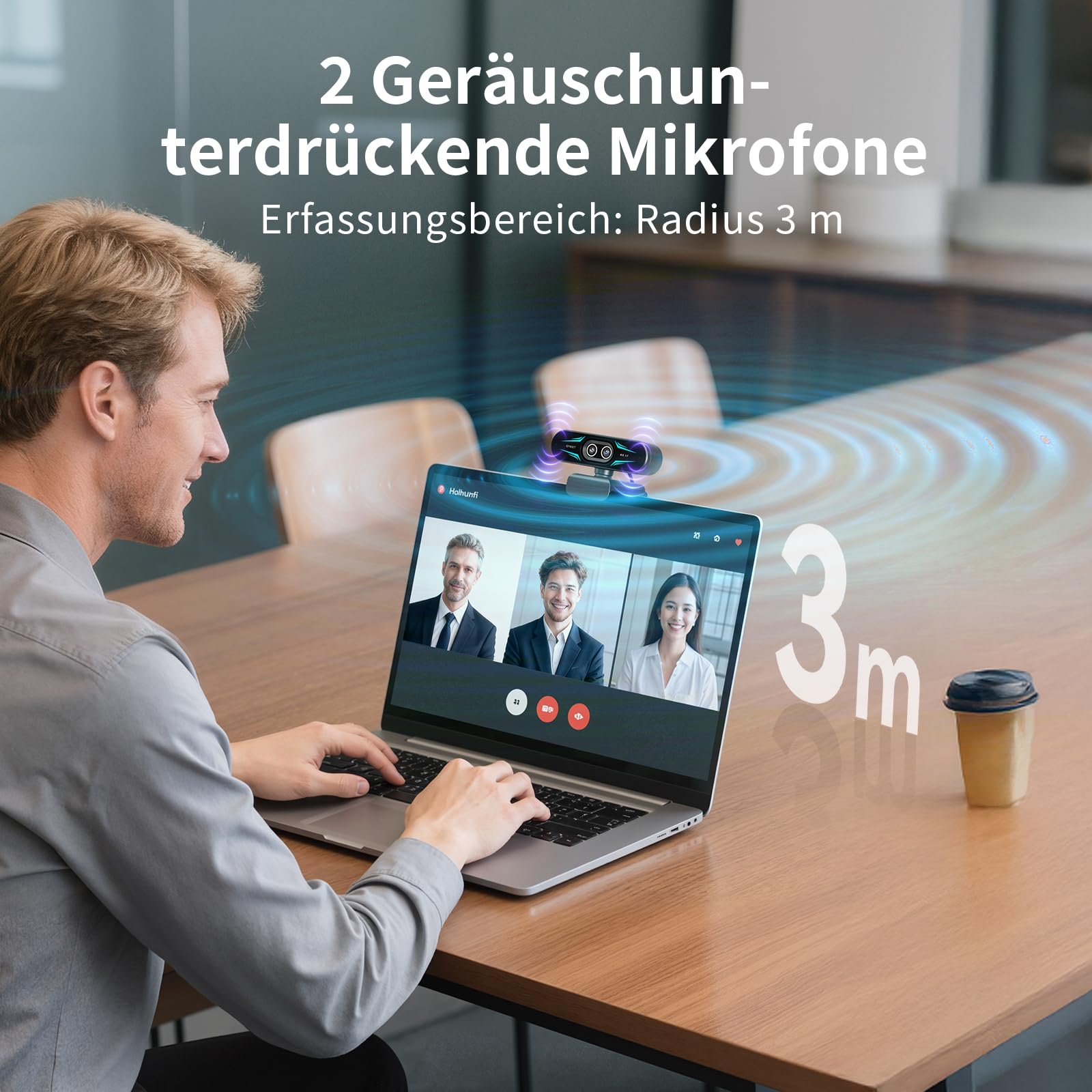 EMEET C60E Dual-Kamera-4K-Webcam für Streaming, Weitwinkel- und Teleobjektiv, bis zu 11-facher Hybrid-Zoom & PDAF-Autofokus, Fernbedienung, RGB-Beleuchtung, 2 Mikrofone, ideal für Livestreaming