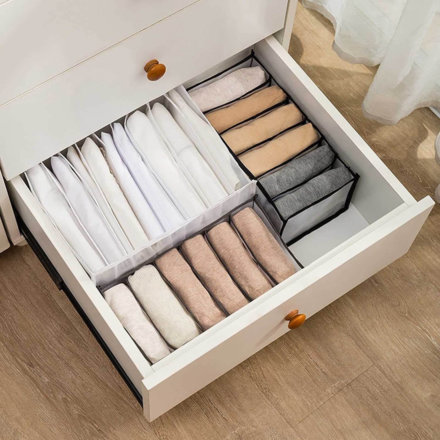 3 Pièces Boîte De Rangement pour Compartiment Jeans Boîte De Séparation De Maille De Vêtements De Placard De Tiroir Organisateur De Vêtements De Garde-Robe pour Chaussettes T-Shirt