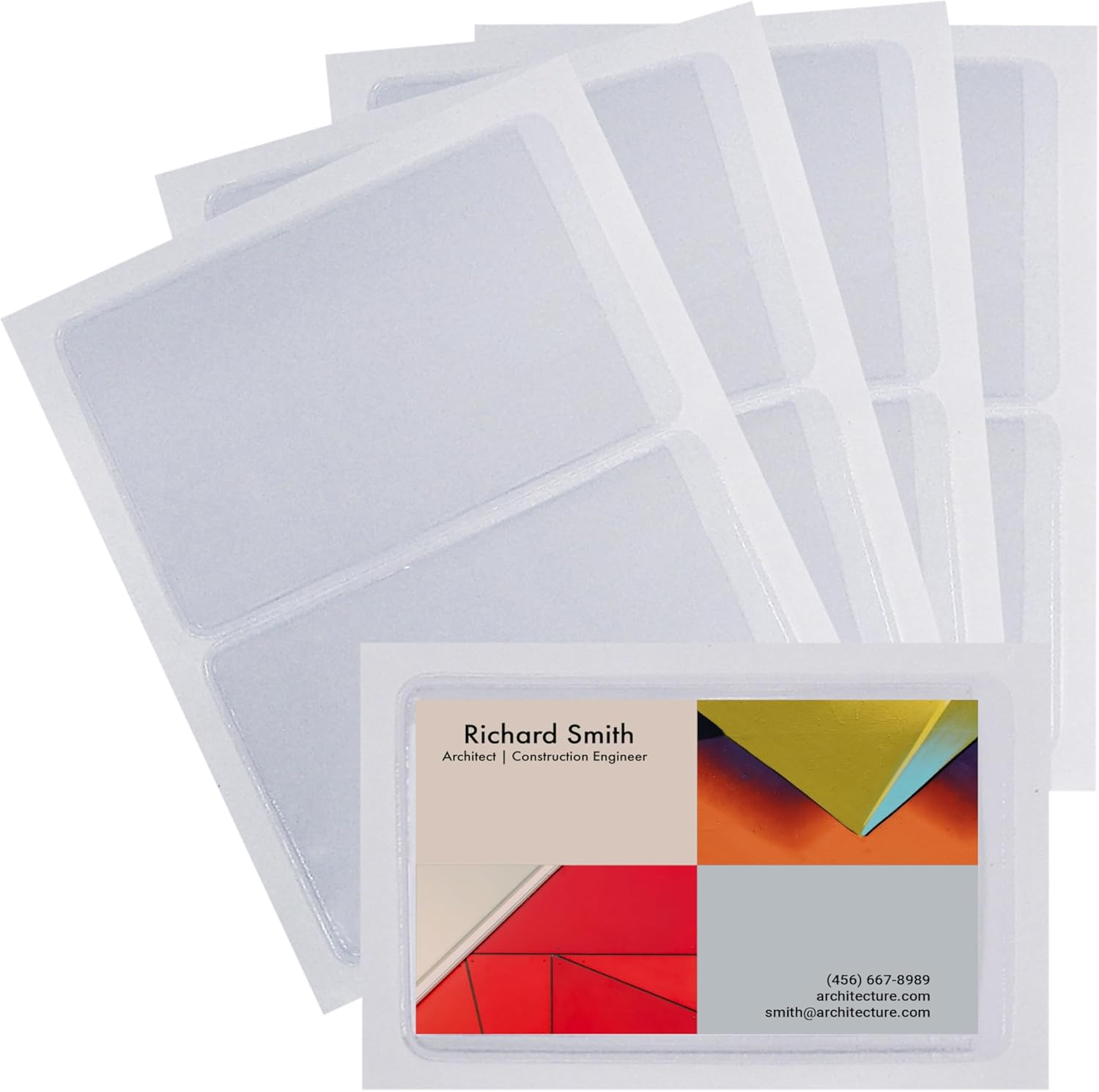 C-Line Self-Adhesive Business Card Holders, Top Loading, 2 x 3.5 Inches, Clear, 5-Packs (70257-5)