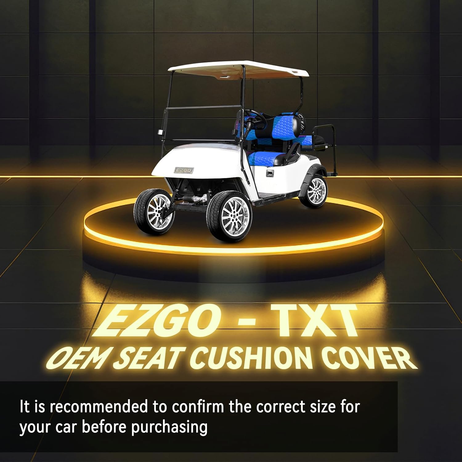 Golf Cart Seat Covers for EZGO TXT Club Car DS Gas or Electric OEM Regular Seat Cushion, No Staple, Golf Cart Vinyl Replacement Seat Cover