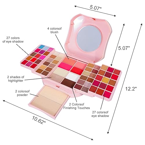 Miniatura 8 de Kit de maquillaje todo en uno, kit de maquillaje profesional para mujeres, incluye paleta de sombra de ojos de 54 colores, delineador de ojos, lápiz