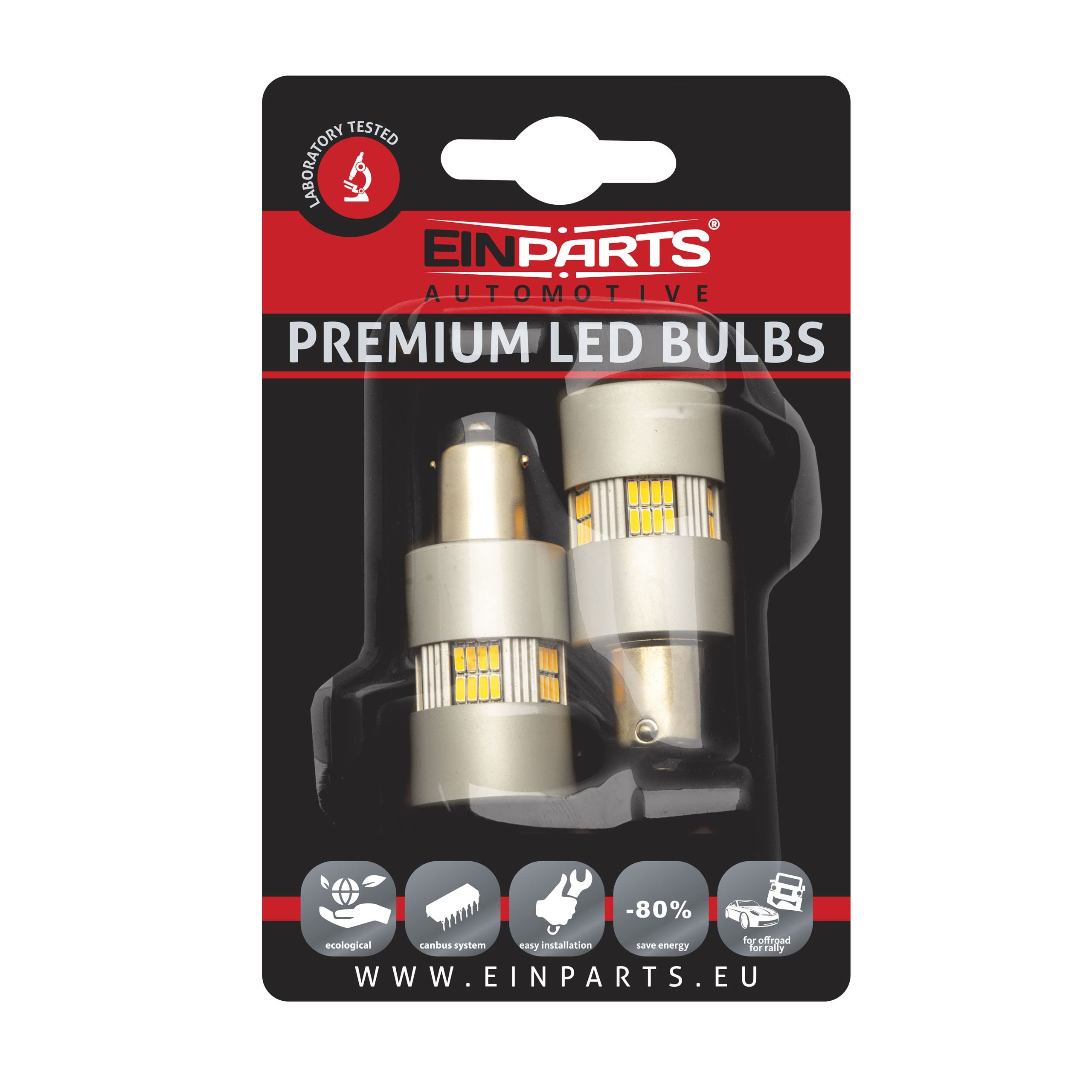 EinParts PY21W LED Lampadine 1700-1800K (Arancia) CANBUS 12V per Auto 135 x SMD 4014 LED, BAU15S