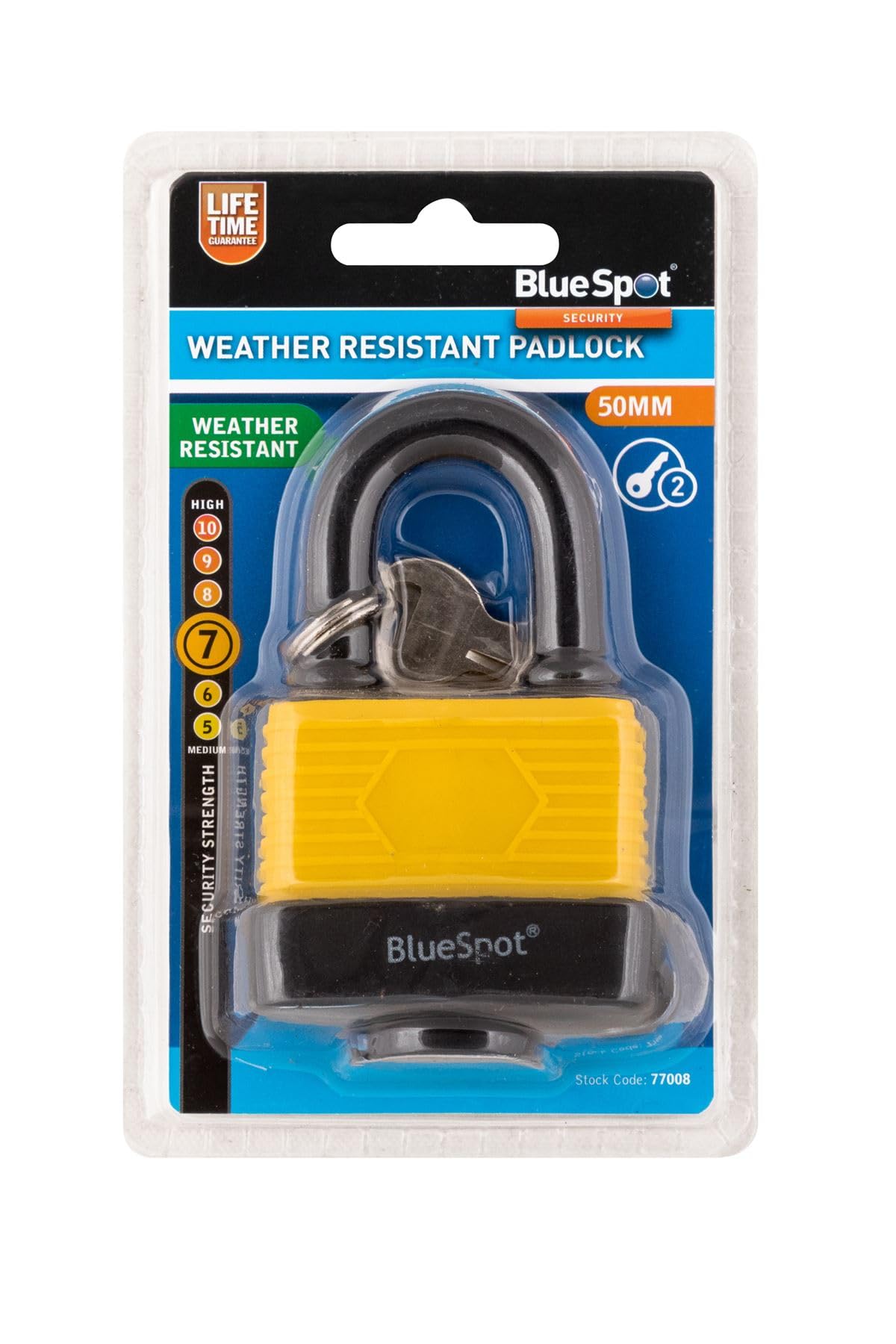 Fort Knox Yellow Blue Spot 77008 50 Mm Weather Resistant Padlock