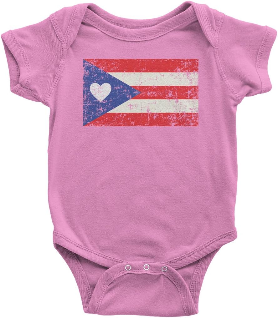 Threadrock Baby Puerto Rico Flag with Heart Infant Bodysuit