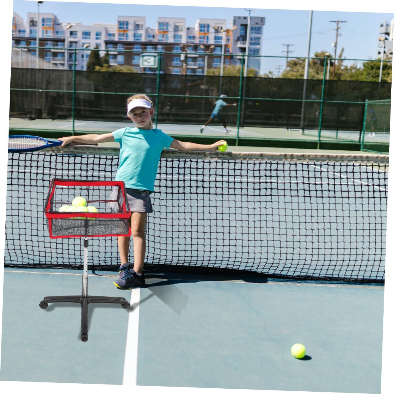 GALPADA Table Tennis Accessories Ball Dispenser for Gym Training Supply Removable Basket Easy to Maintain