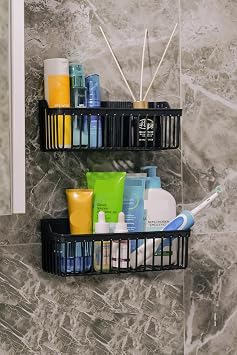Banyor Yapışkanlı Banyo Rafı, 2'li Banyo Düzenleyici, Duş Rafı Organizer Şampuanlık, Duşakabin Rafı, Banyo Organizeri, Banyo Askısı Plastik